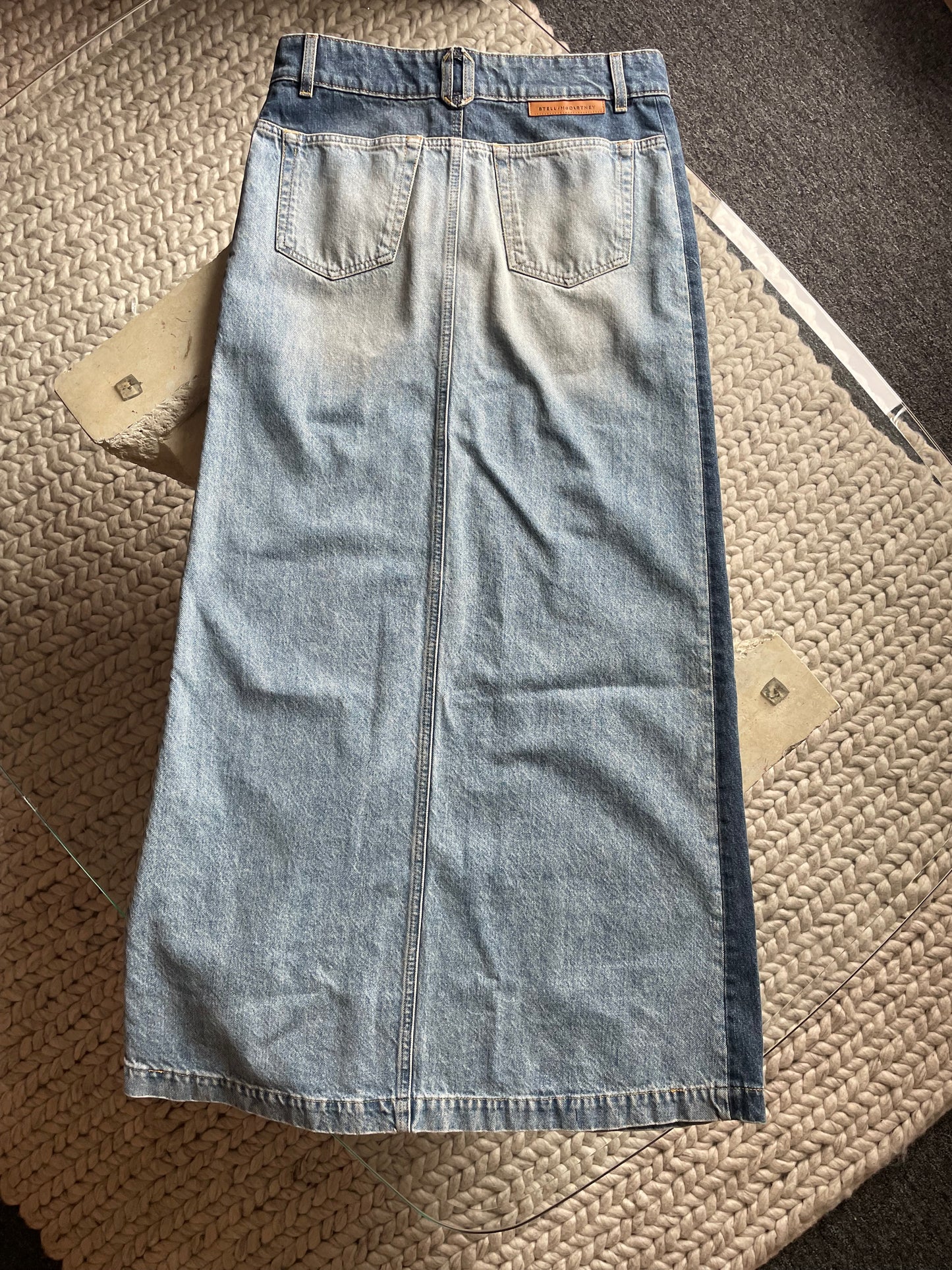 Stella McCartney Paneled Blue Denim Skirt