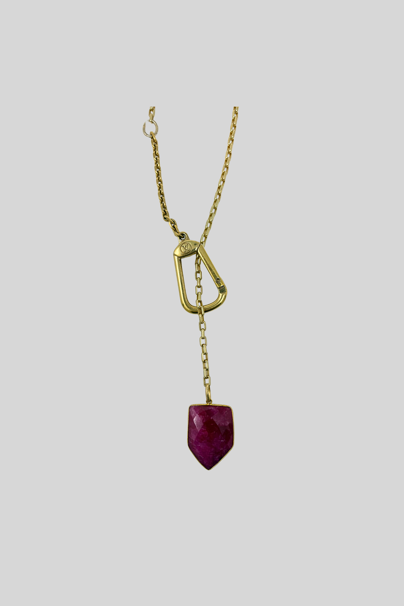 Louis Vuitton Authentic Bag Charm with Genuine Ruby Necklace