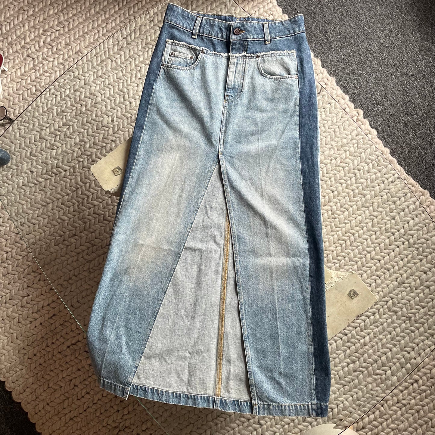 Stella McCartney Paneled Blue Denim Skirt