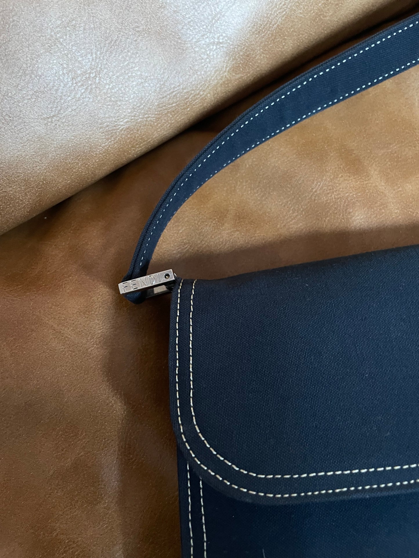 Fendi Denim Accordion Baguette