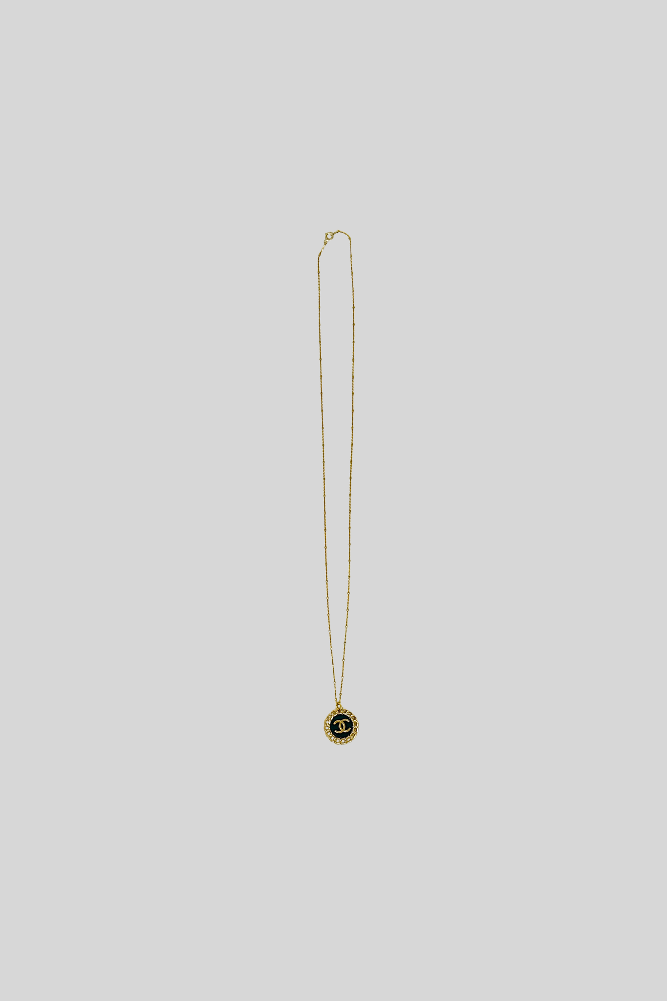 Chanel Navy Blue Classic Button on 24" Gold Vermeil Chain