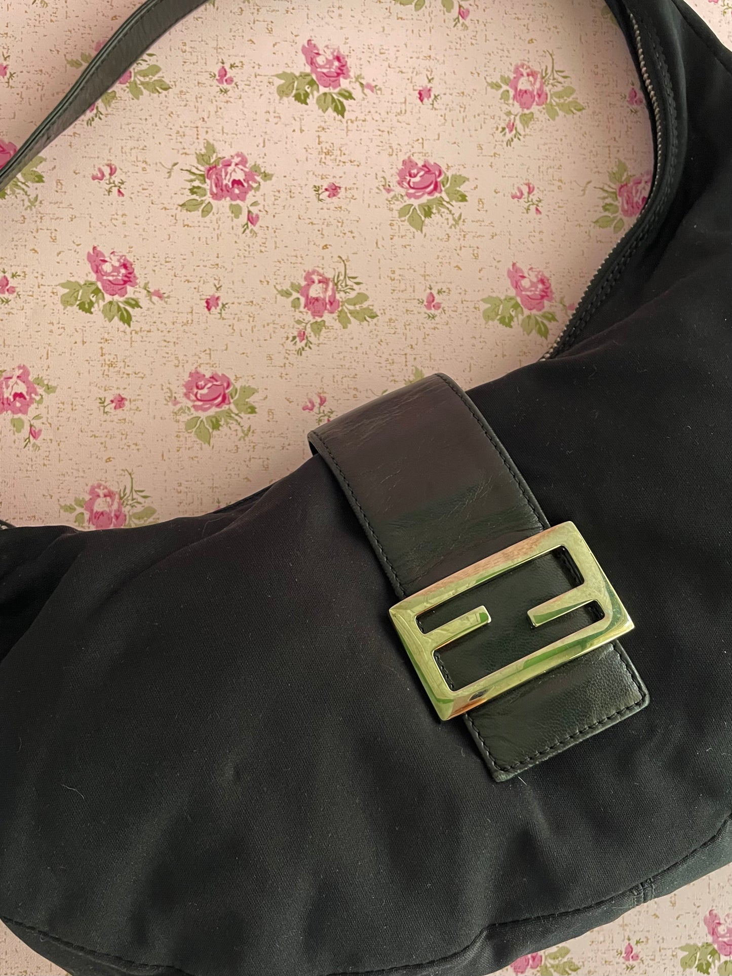 Fendi Mama Black Half Moon Croissant Shoulder Bag