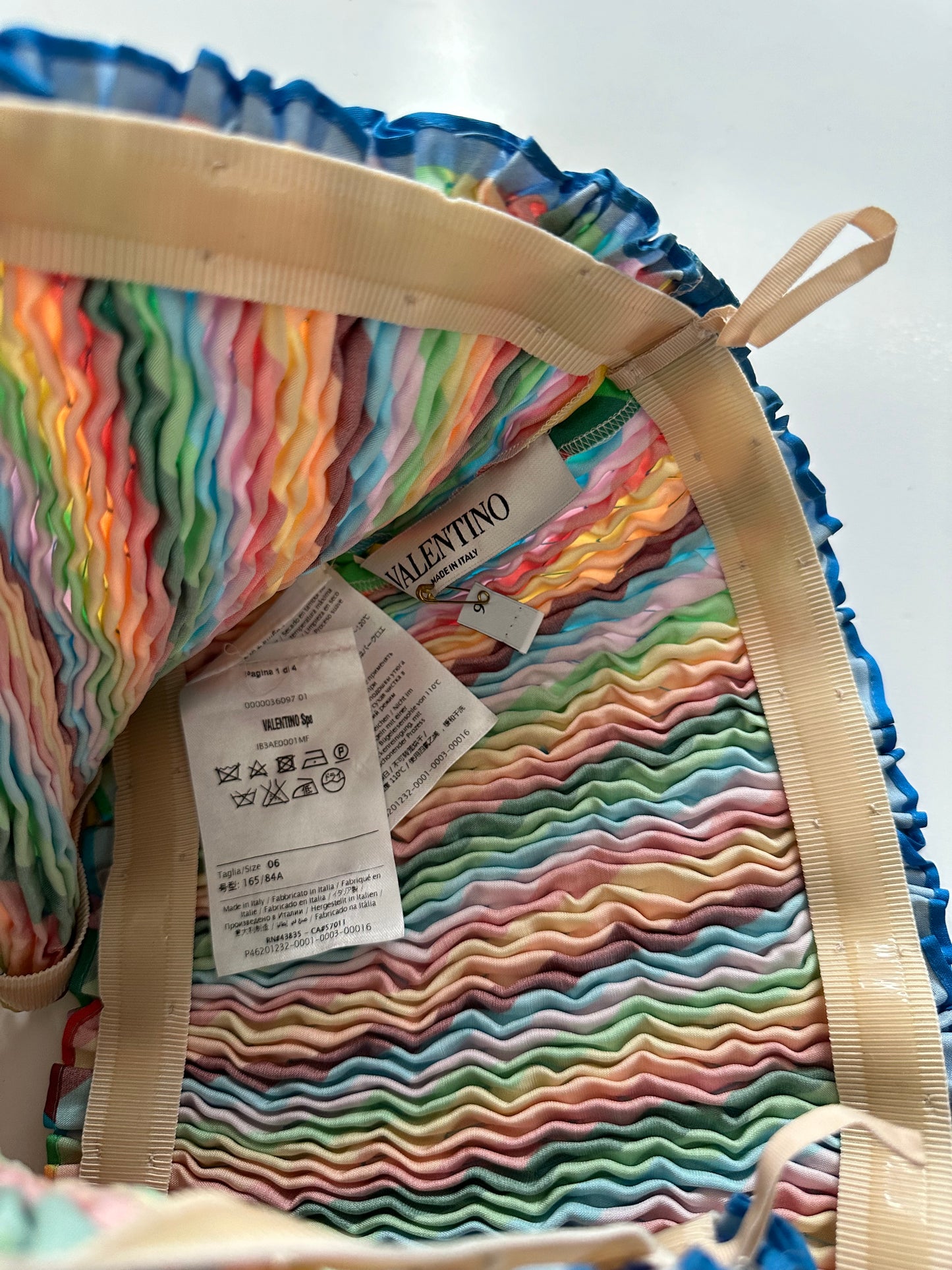 Valentino Smocked Stripe Strapless Crop Tube Top