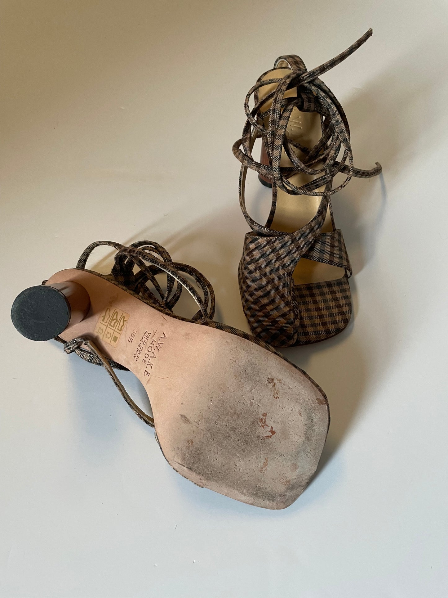 A.W.A.K.E Mode Asymmetric Geraldine Printed Heels