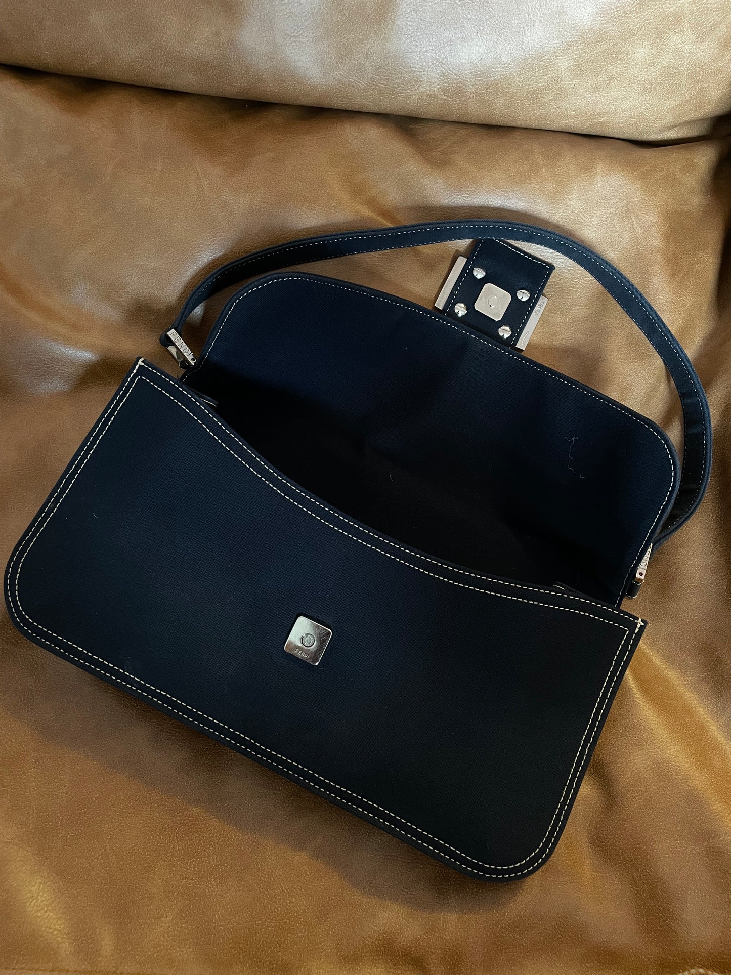 Fendi Denim Accordion Baguette
