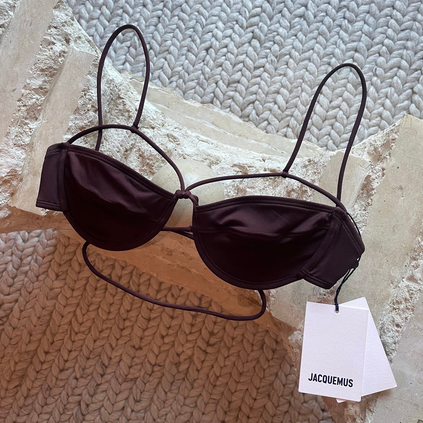 Jacquemus Brown Le Raphia 'Le Haut De Maillot Signature' Bikini Top