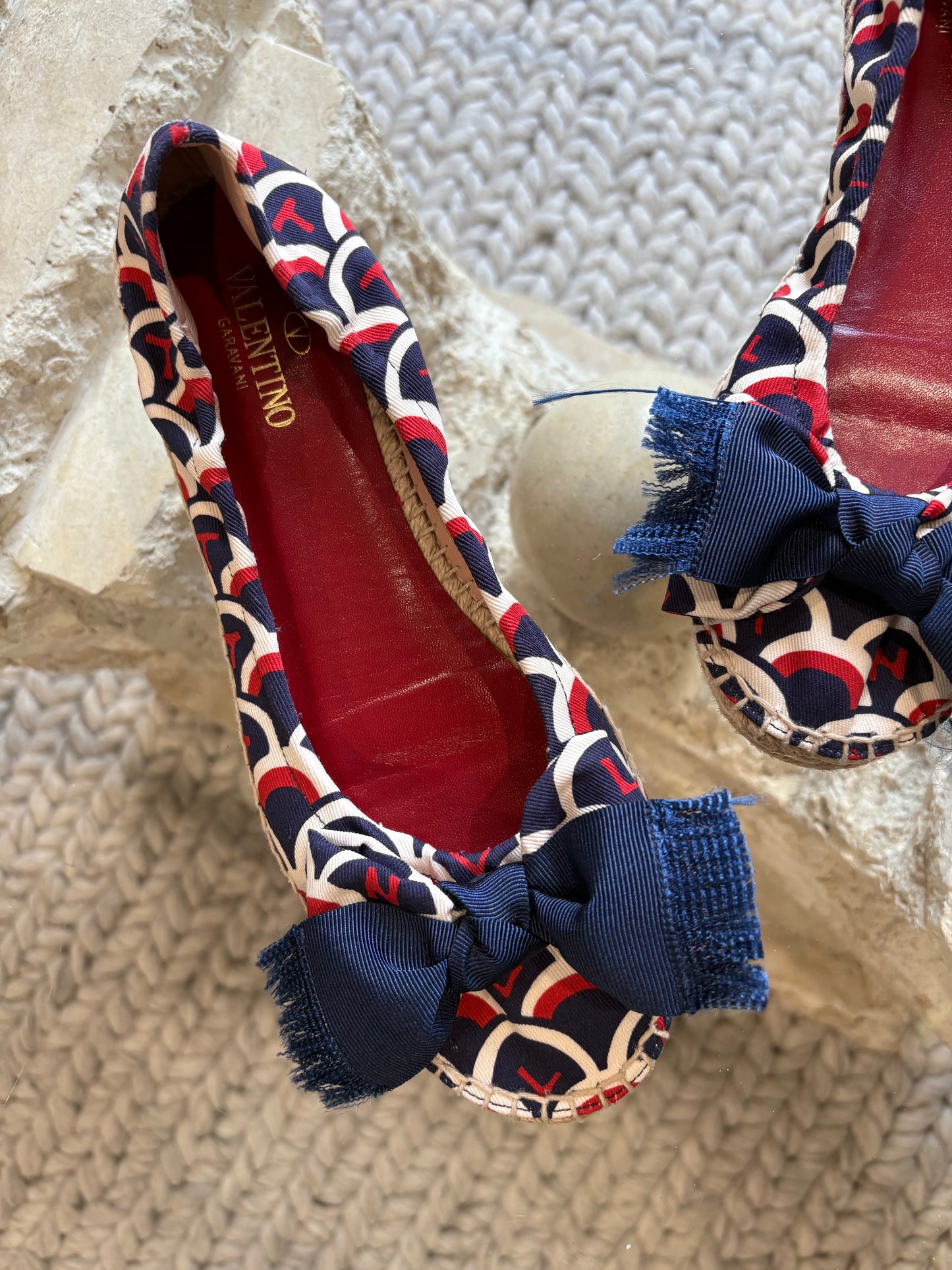 Valentino Garavani Espadrille Bow Ballerina Flat Shoes