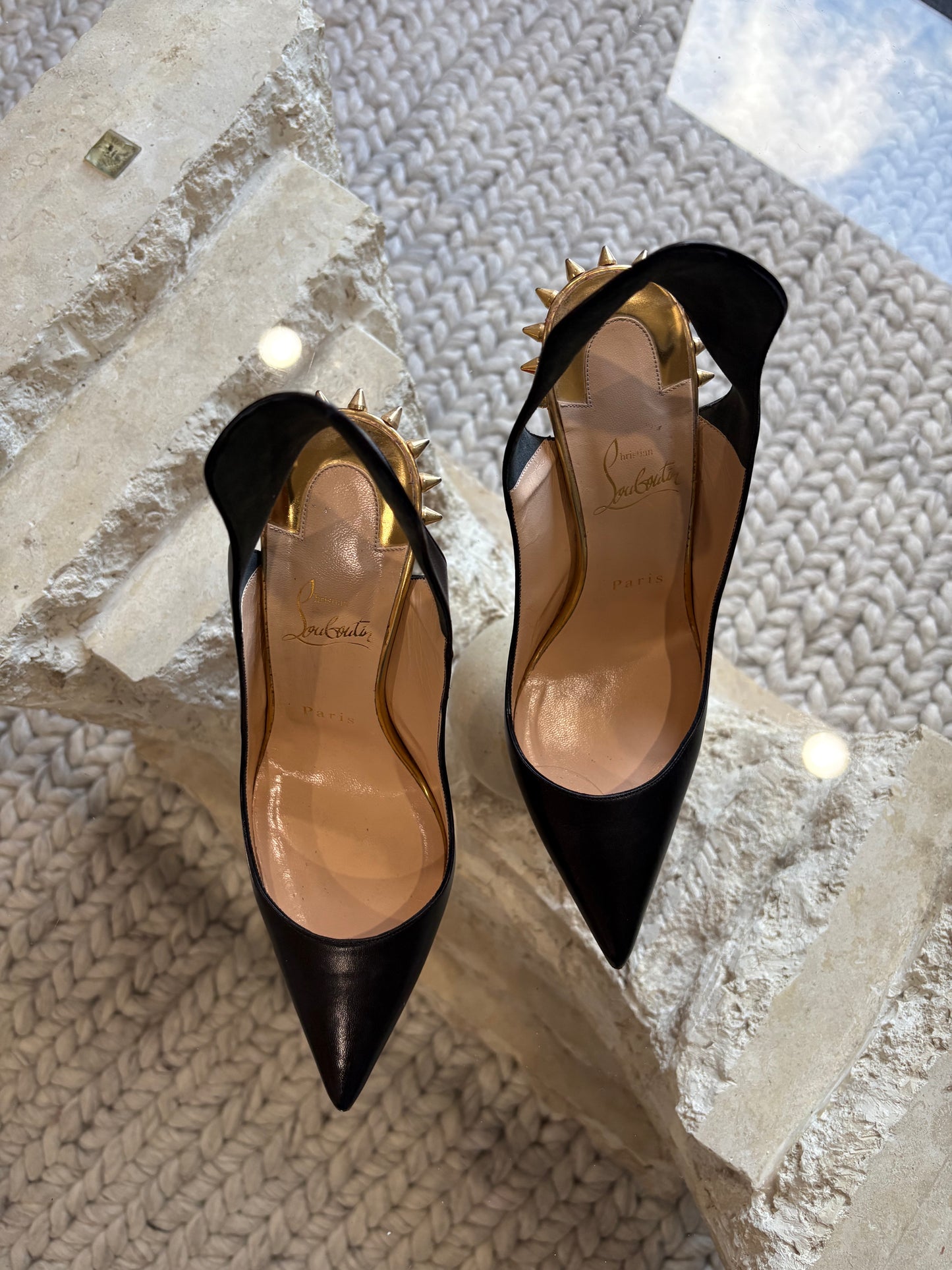 Christian Louboutin Survivita Spike Accents Slingback Pumps