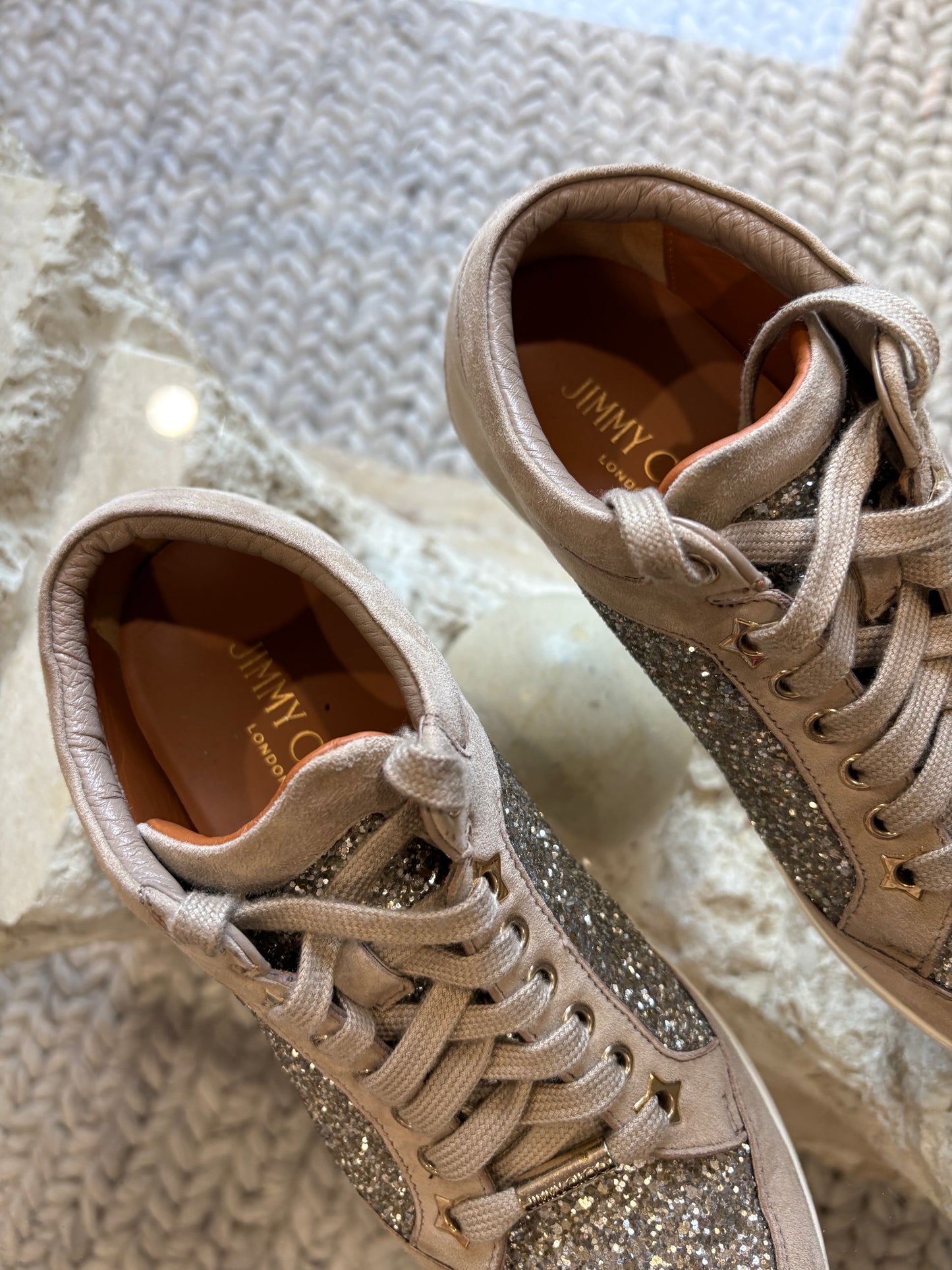 Jimmy Choo Suede Glitter Accents Sneakers