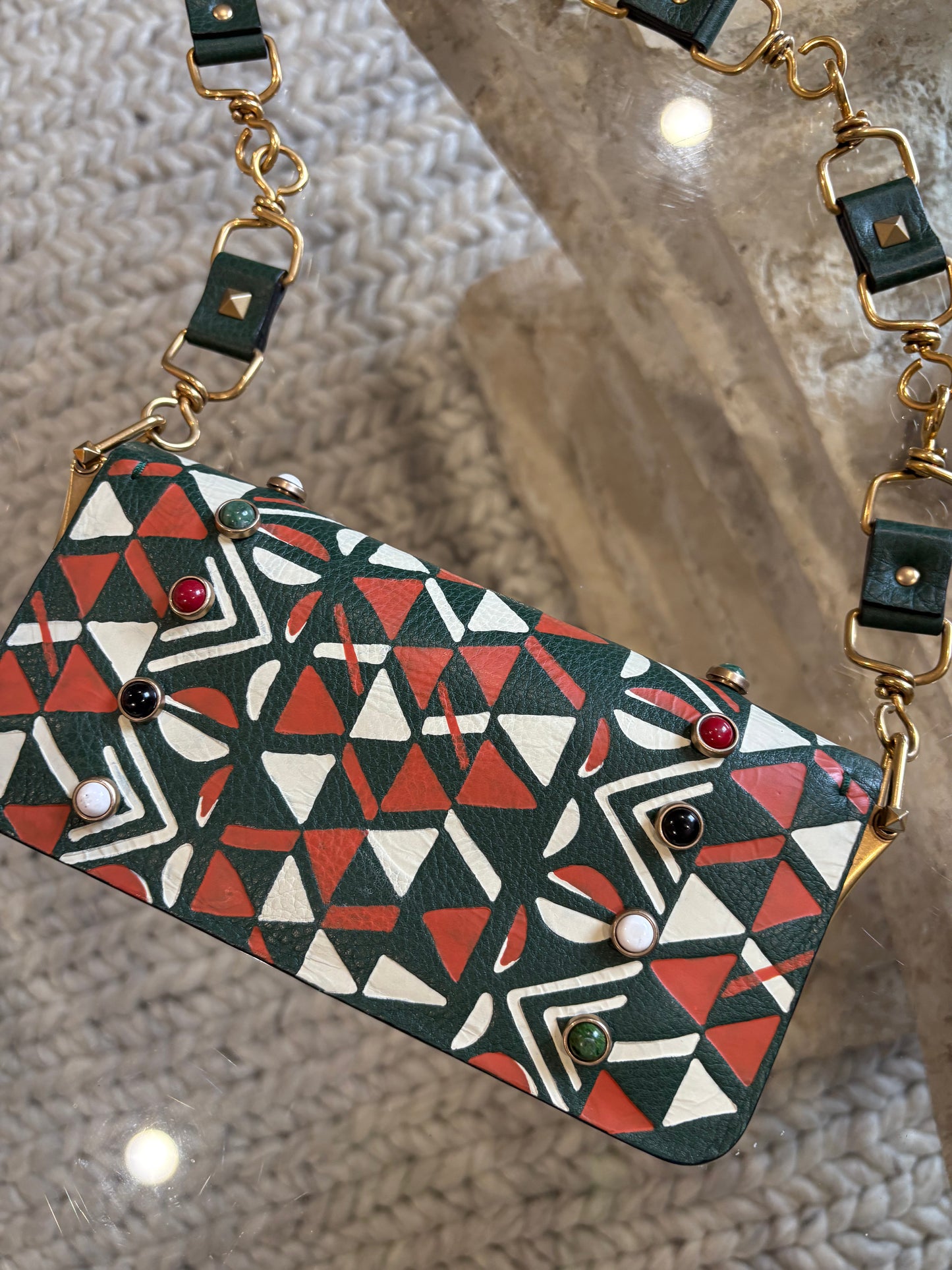 Valentino Valentino Rockstud Tribal Shoulder Bag