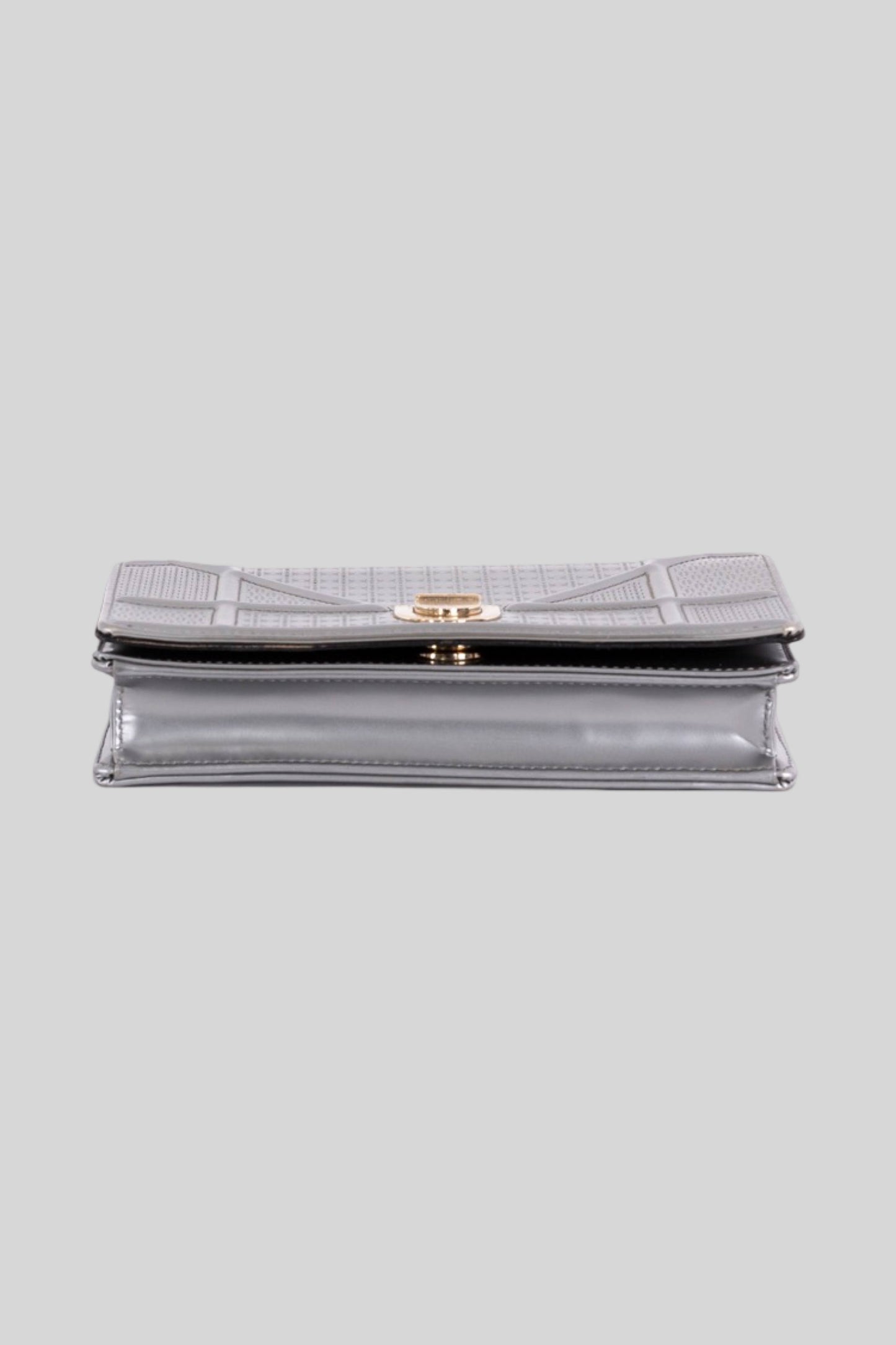 Christian Dior Metallic Patent Micro Cannage Diorama Wallet on Chain
