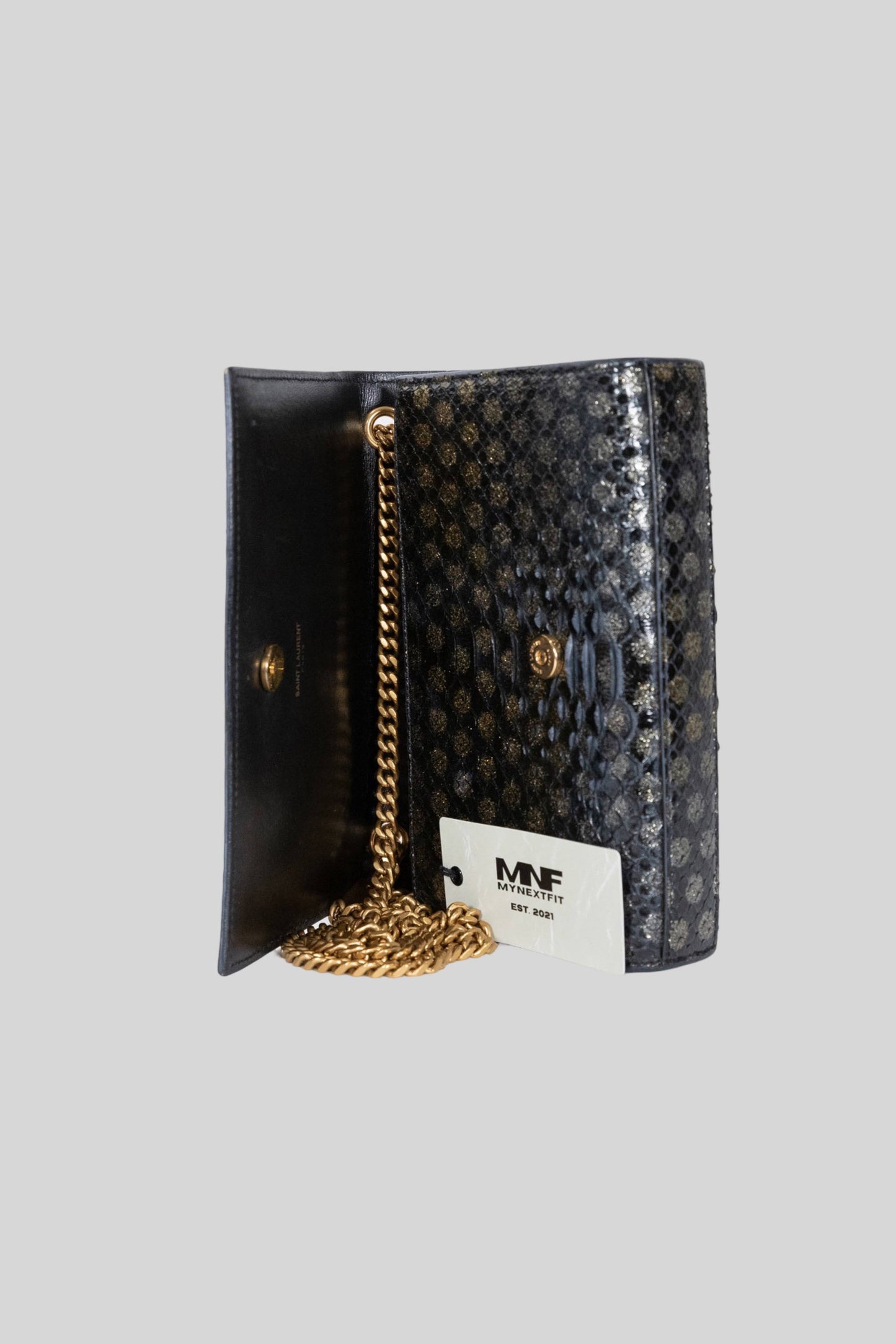 Saint Laurent Gold Snake Embossed Kate Shoulder Bag