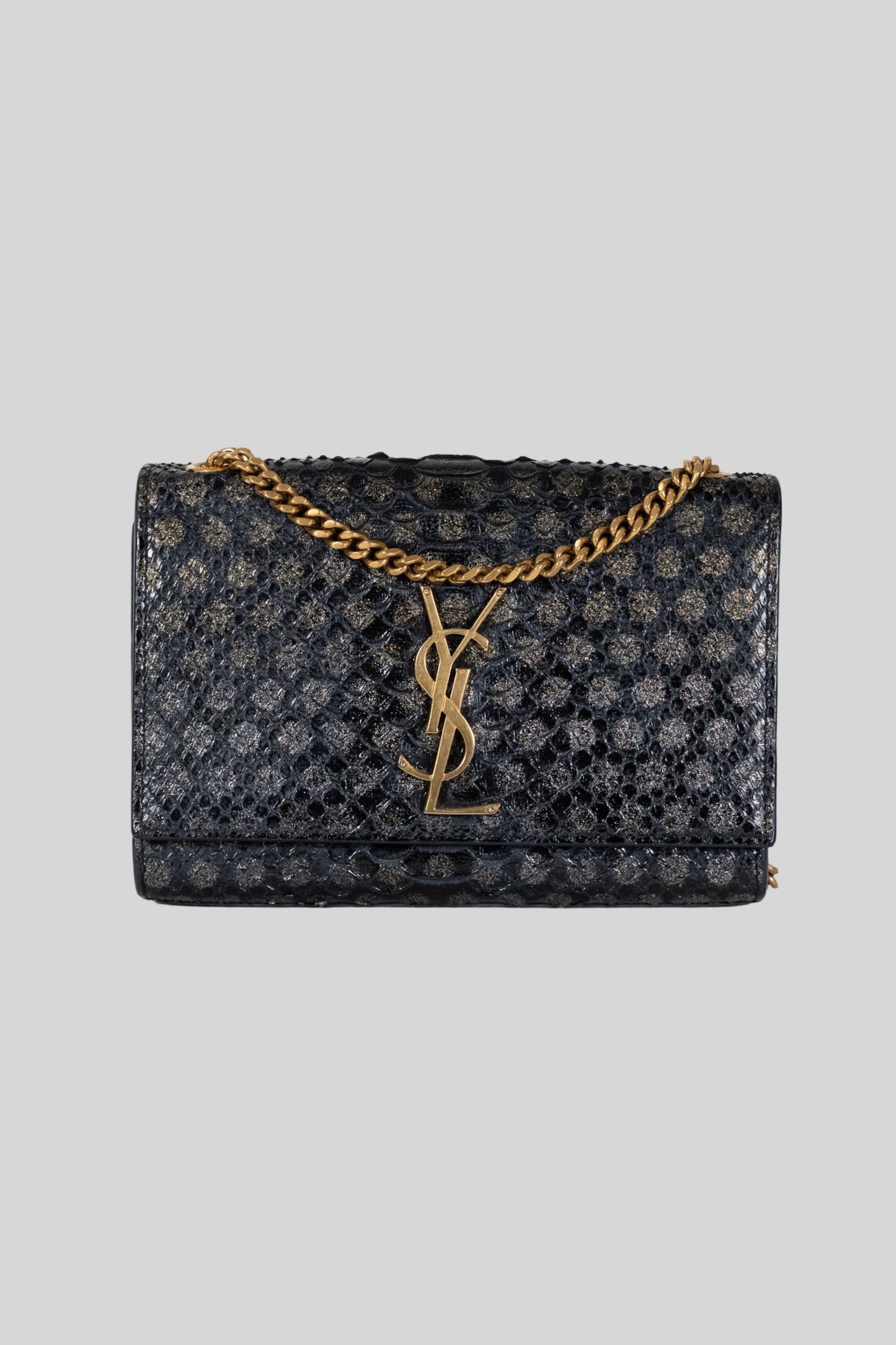 Saint Laurent Gold Snake Embossed Kate Shoulder Bag