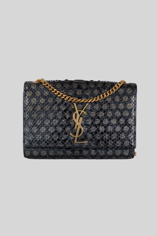 Saint Laurent Gold Snake Embossed Kate Shoulder Bag
