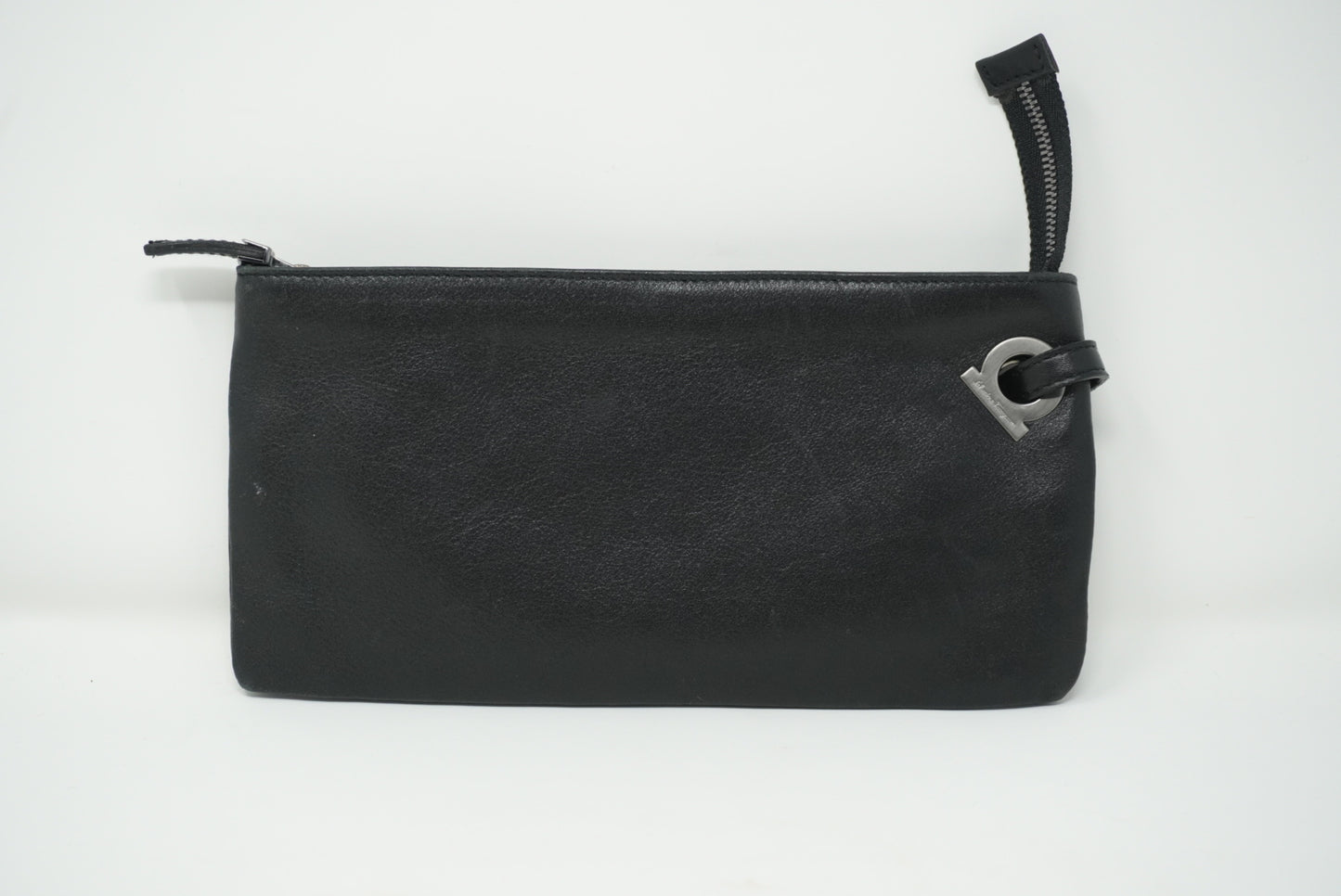 Salvatore Ferragamo Black Leather Wristlet