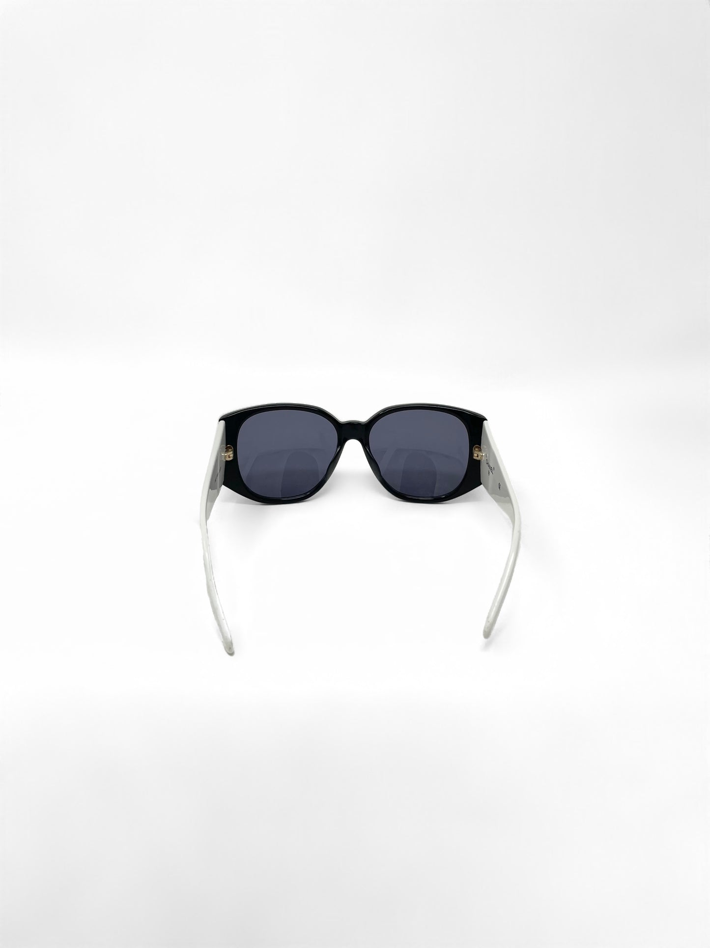Vintage Chanel Black and White Logo Sunglasses
