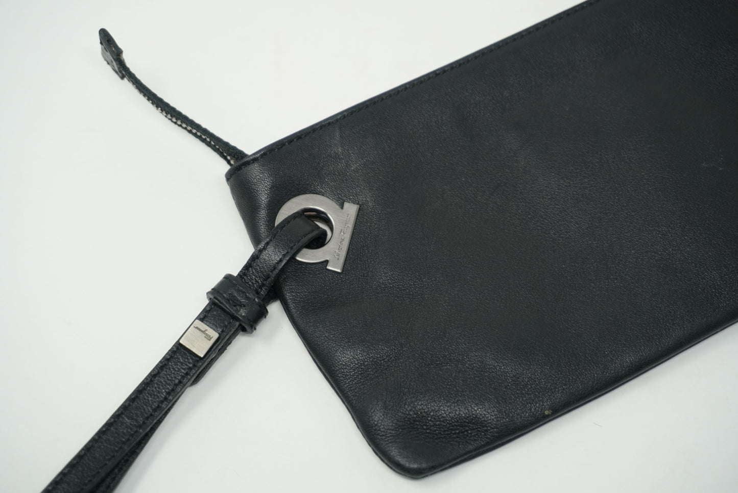 Salvatore Ferragamo Black Leather Wristlet