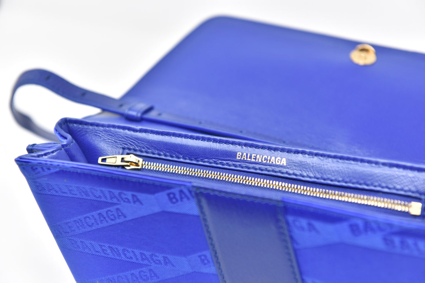 Balenciaga Shift Wallet on Strap Jacquard Nylon with Leather