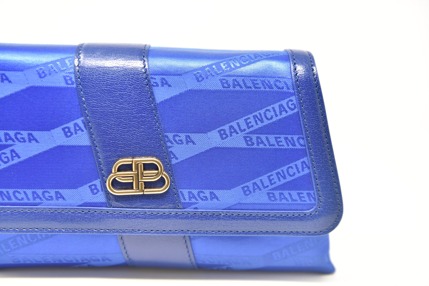 Balenciaga Shift Wallet on Strap Jacquard Nylon with Leather