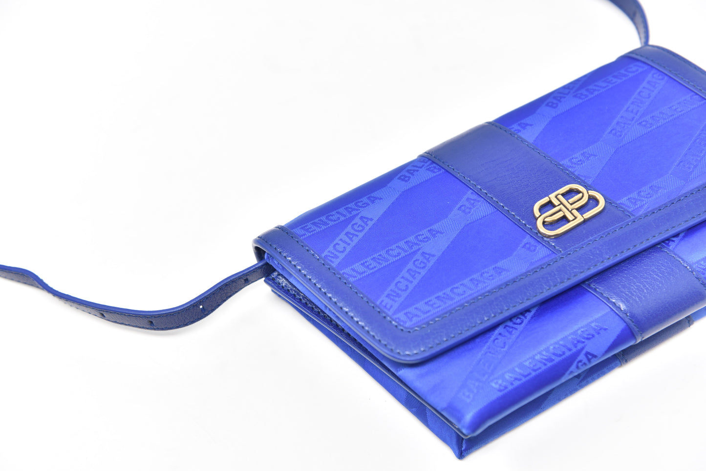 Balenciaga Shift Wallet on Strap Jacquard Nylon with Leather