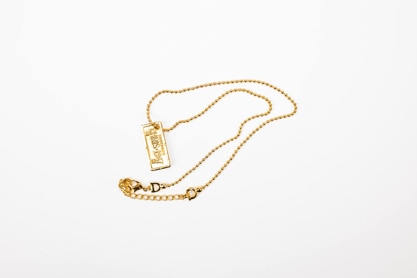 Christian Dior License Plate Necklace
