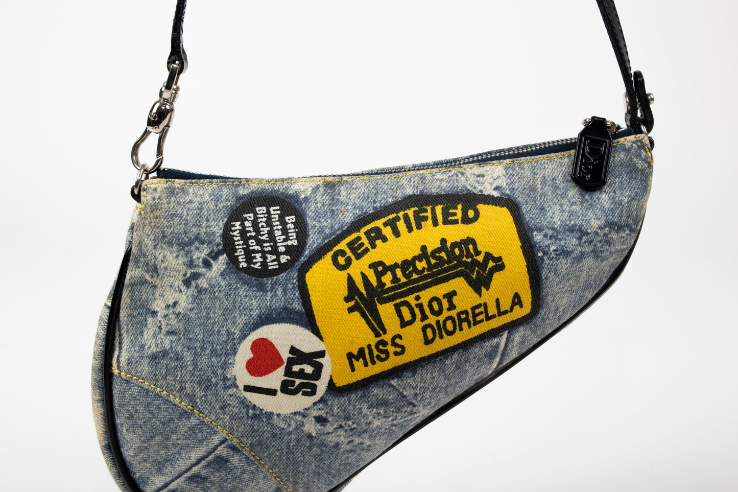 Dior Miss Diorella Denim Print Saddle Bag
