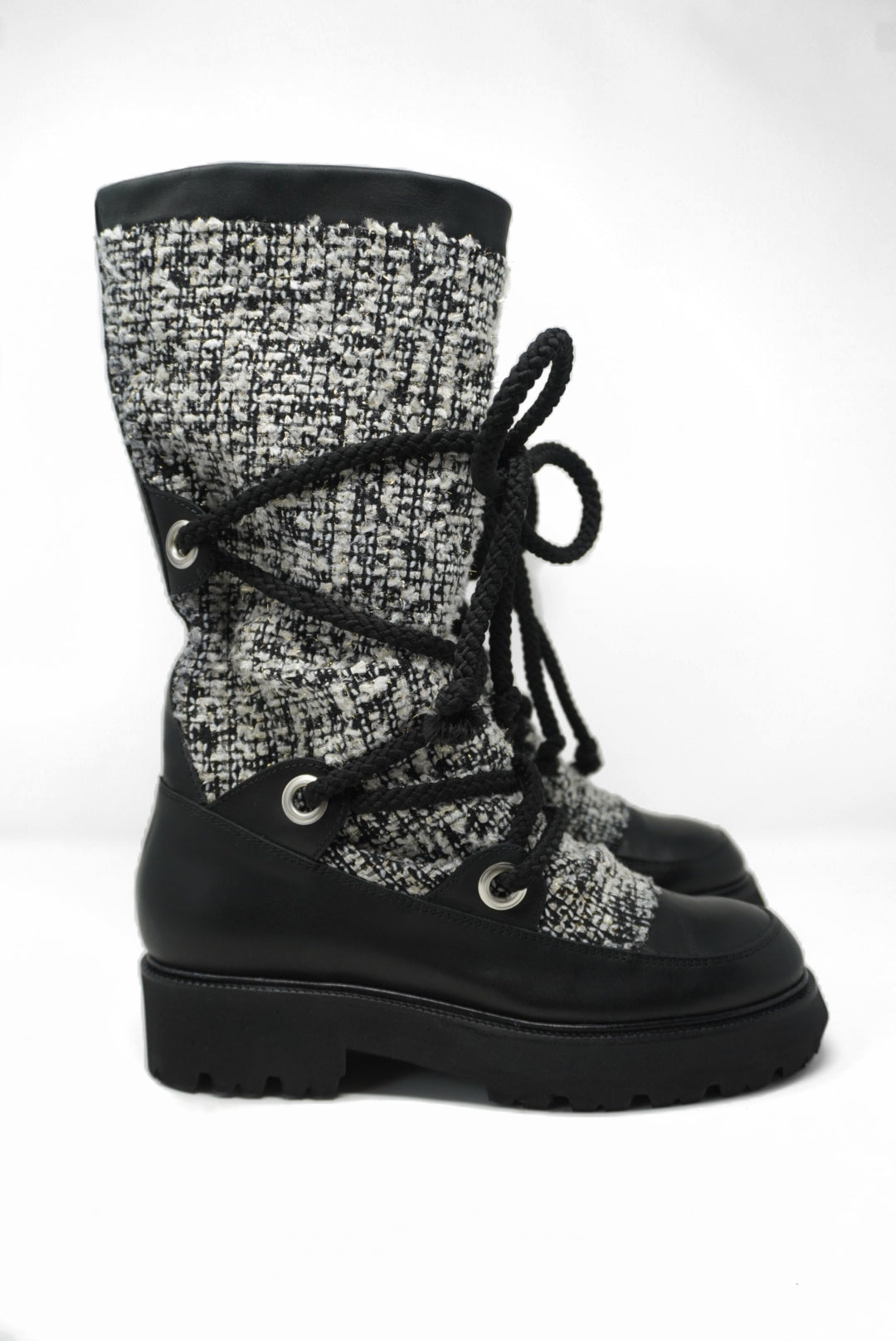 Montelliana Tweed Leather Boots