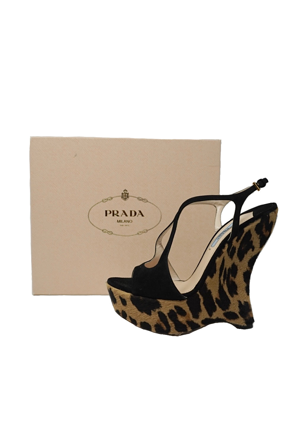 Prada Leopard Suede Wedges