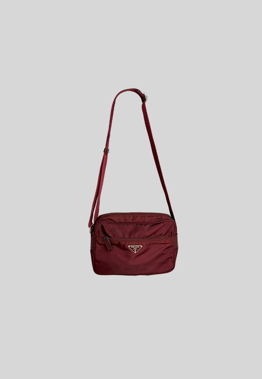 Prada Nylon Burgundy Shoulder Bag