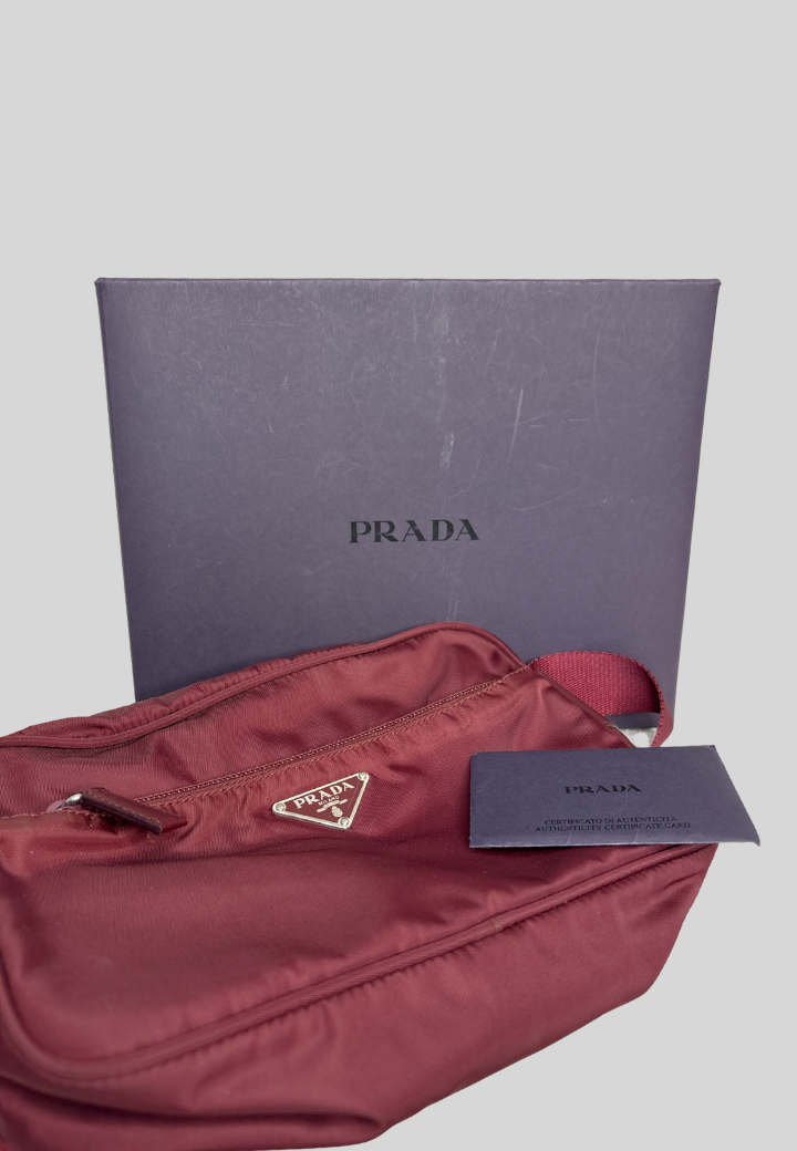Prada Nylon Burgundy Shoulder Bag