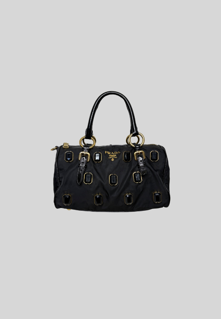 Prada Tessuto Pietre Jeweled Nylon Bag