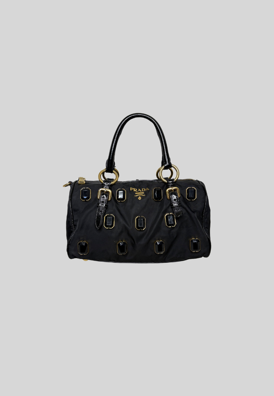 Prada Tessuto Pietre Jeweled Nylon Bag