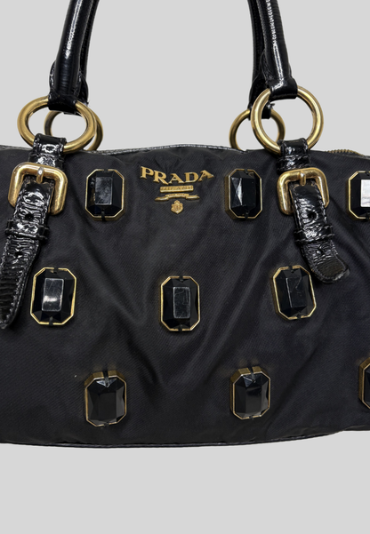 Prada Tessuto Pietre Jeweled Nylon Bag