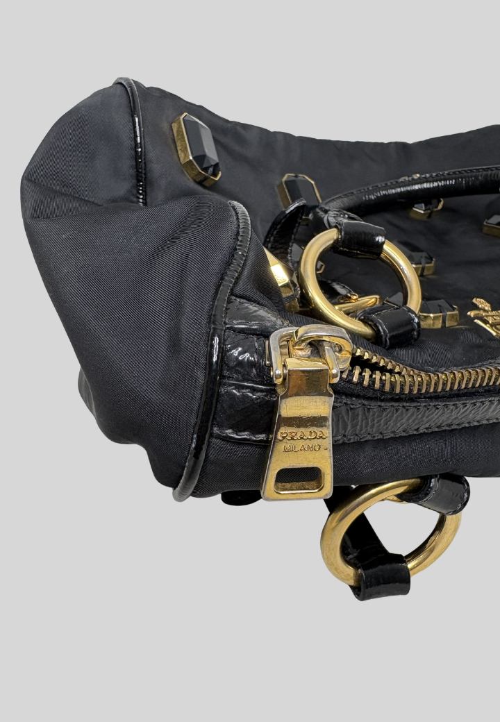 Prada Tessuto Pietre Jeweled Nylon Bag