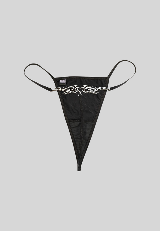 Heart Tattoo Reworked Thong | Black