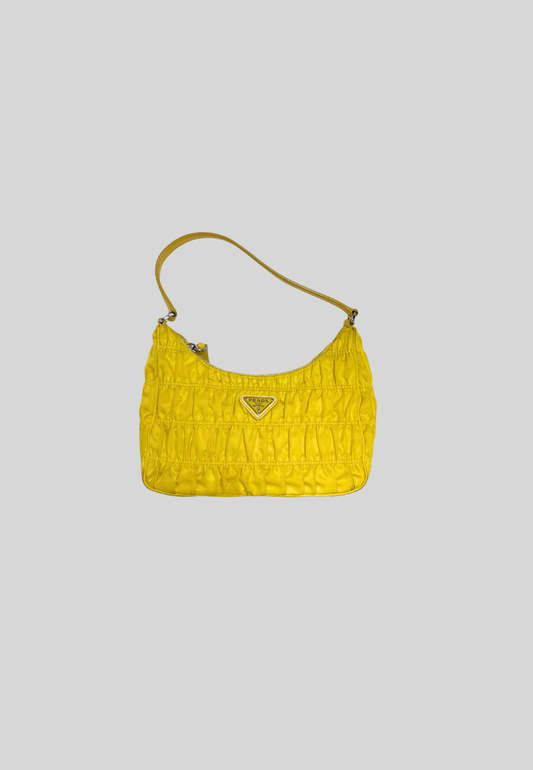 Prada Tessuto Nylon Gaufre Shoulder Bag Giallo