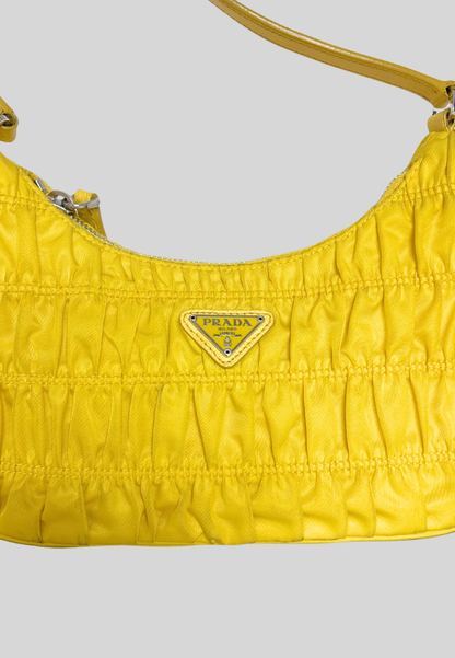 Prada Tessuto Nylon Gaufre Shoulder Bag Giallo