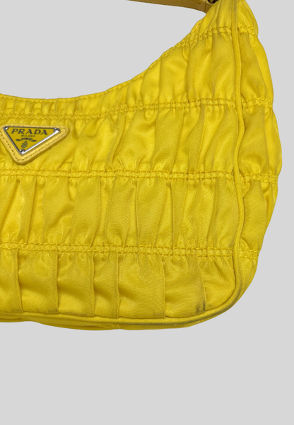 Prada Tessuto Nylon Gaufre Shoulder Bag Giallo
