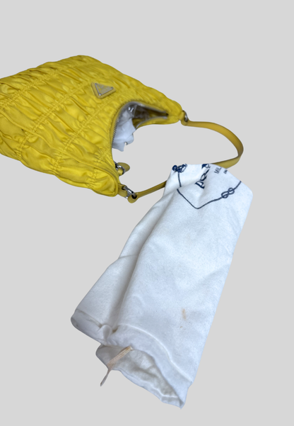Prada Tessuto Nylon Gaufre Shoulder Bag Giallo