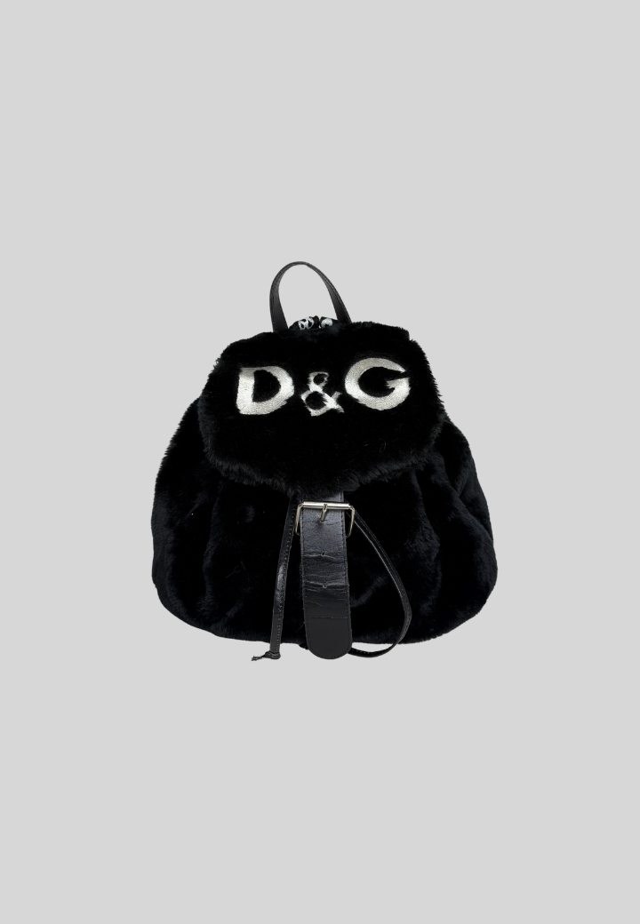 D&G Faux Fur Drawstring Backpack