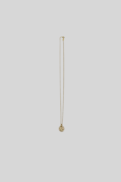 Chanel Crystal and Pearl Button Necklace 24" Gold Vermeil Chain