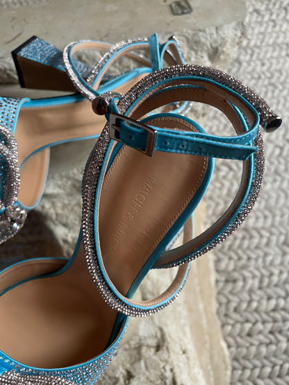 Mach & Mach Double Bow Sparkly Square Toe Platform