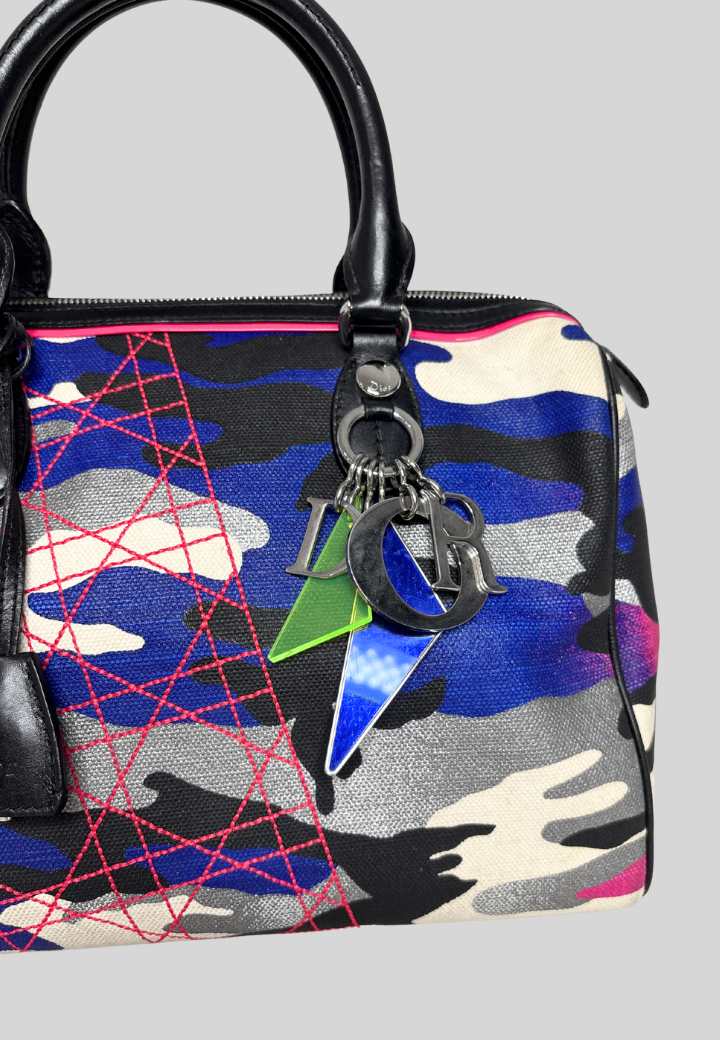 Dior x Anselm Reyle Canvas Camouflage Boston Bag