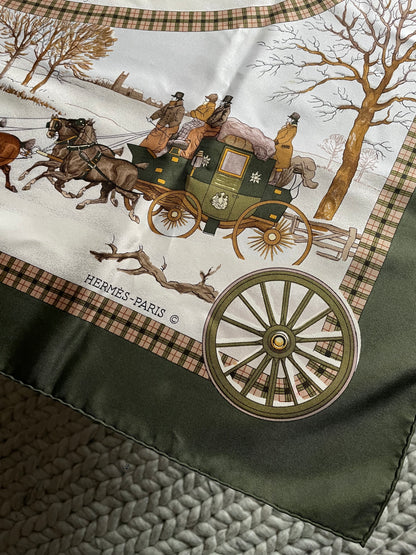 Hermes Paris L'Hiver en Poste Silk Scarf Philippe Ledoux