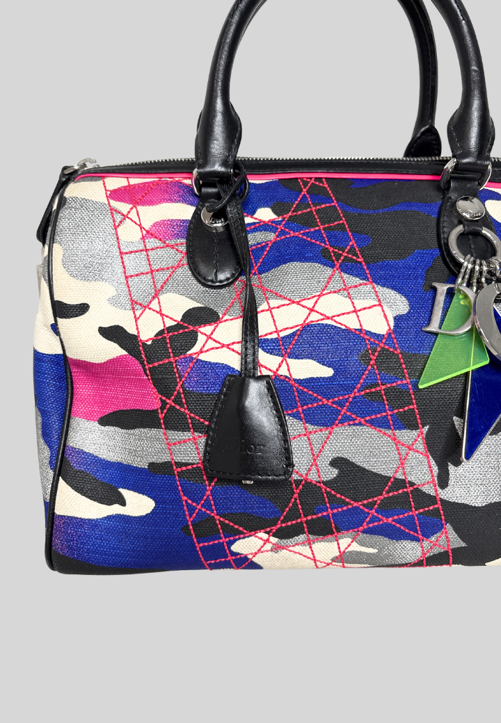 Dior x Anselm Reyle Canvas Camouflage Boston Bag