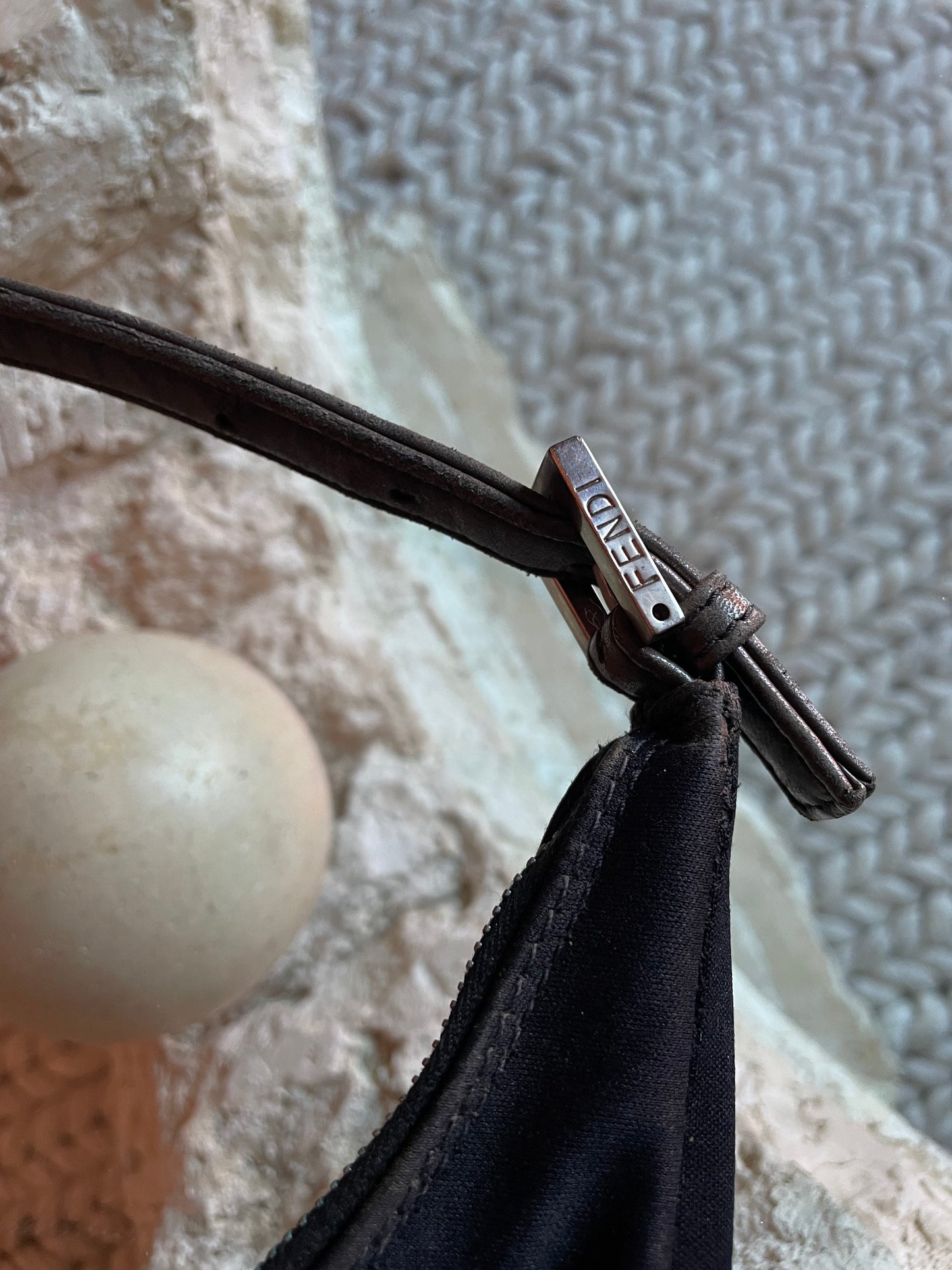 Fendi Mama Black Half Moon Croissant Shoulder Bag