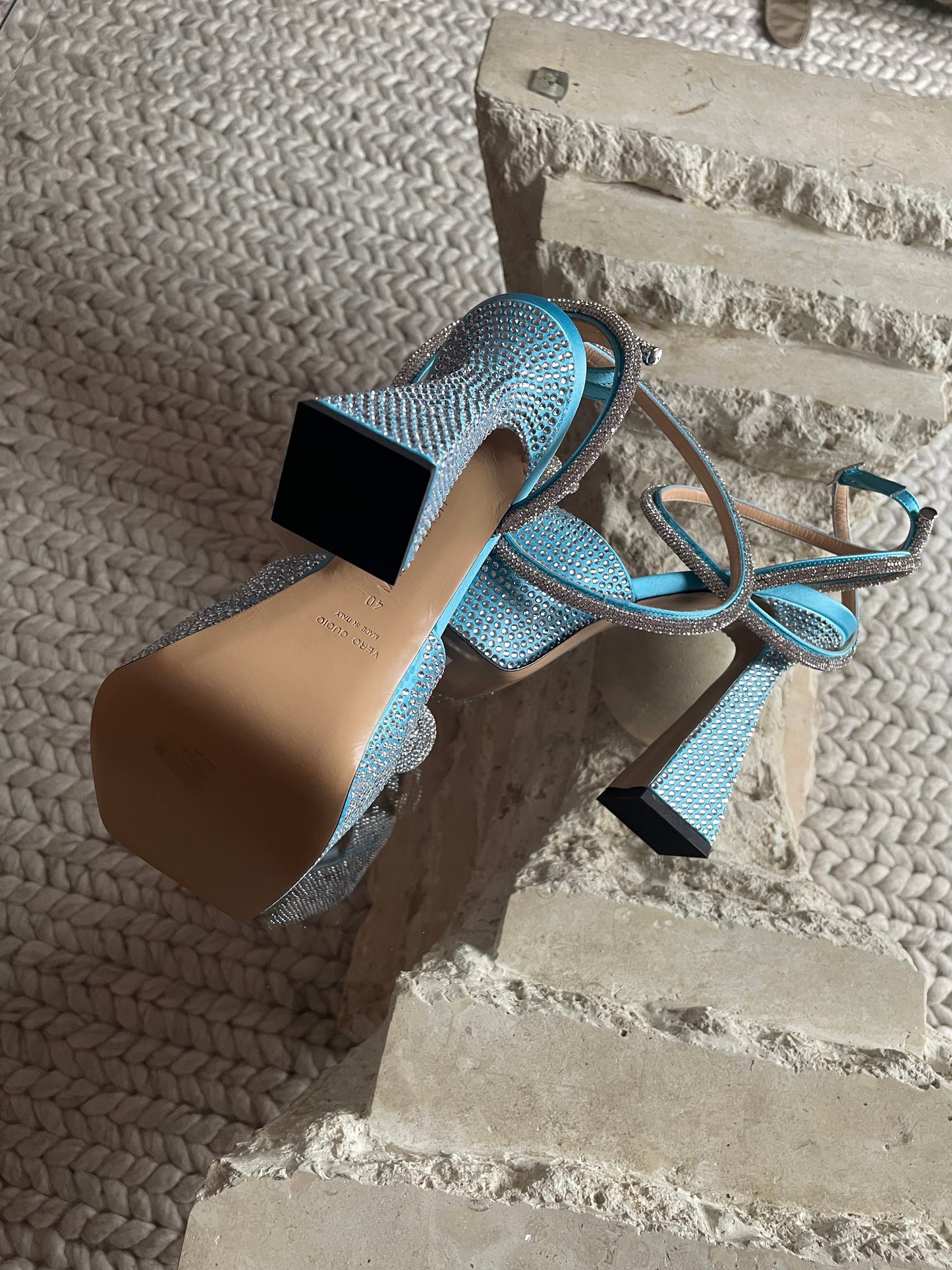 Mach & Mach Double Bow Sparkly Square Toe Platform