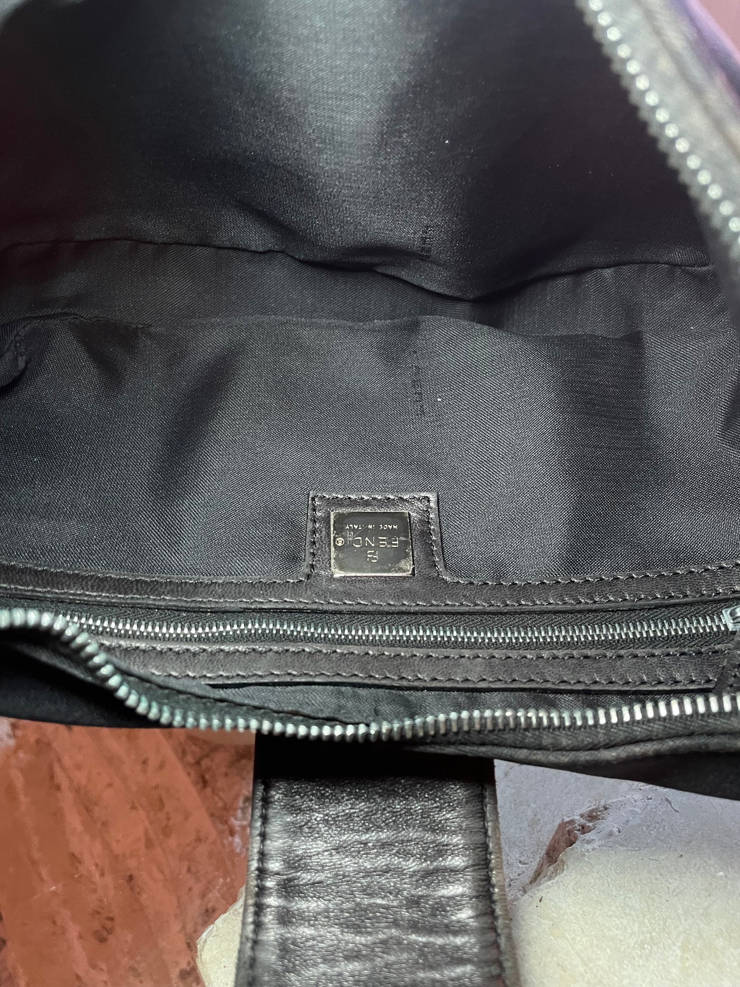 Fendi Mama Black Half Moon Croissant Shoulder Bag