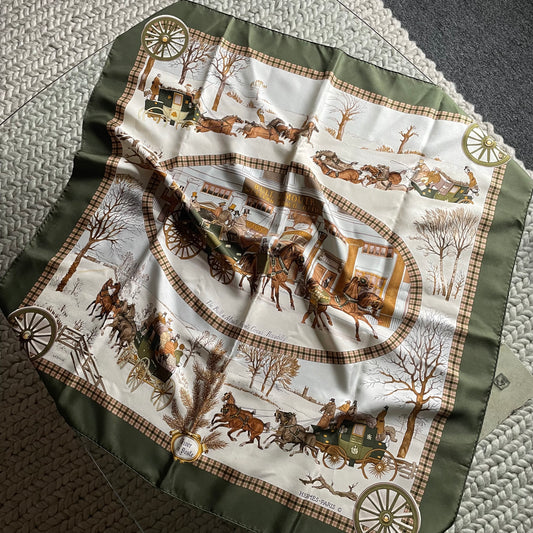 Hermes Paris L'Hiver en Poste Silk Scarf Philippe Ledoux