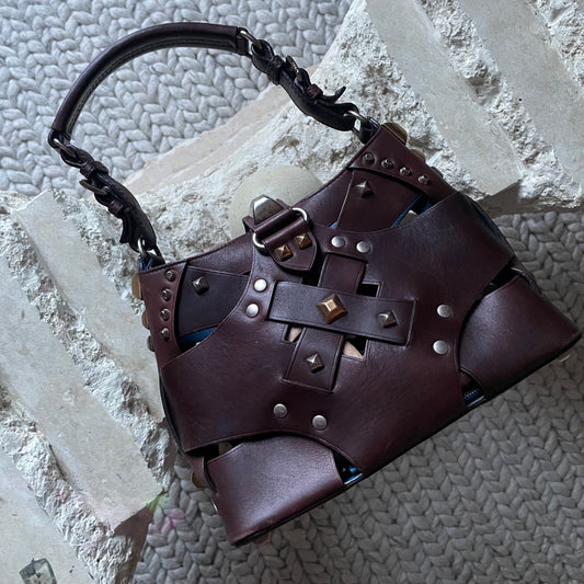 Prada Studded Vitello Cross Bag